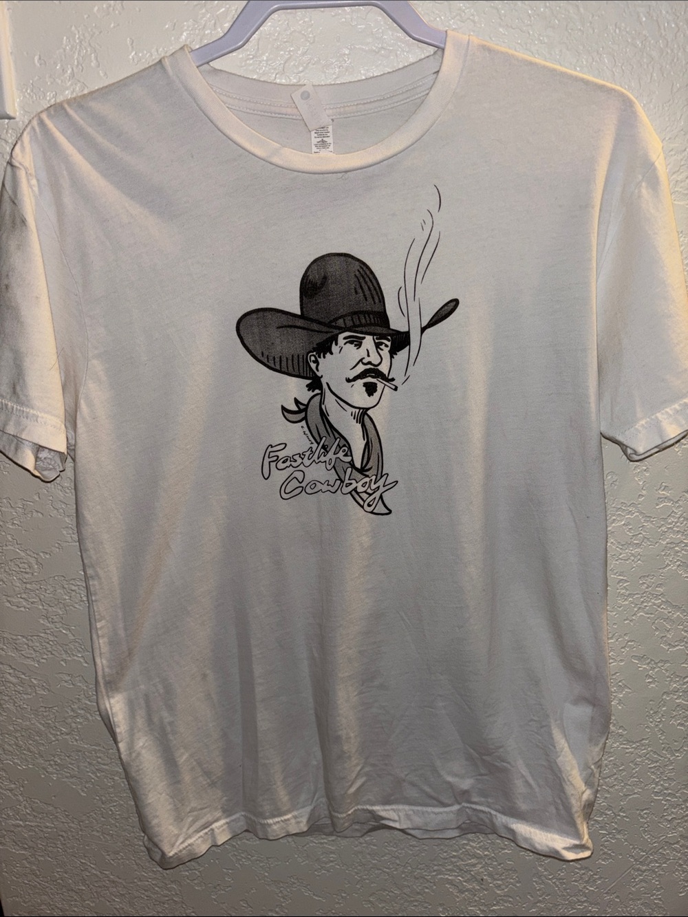 Next Level Apparel White Tee with Black Cowboy Graphic